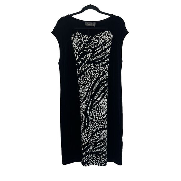 Chico's Travelers Dress Women's 2 Large Black Leopard Slinky Stretch Comfort - Picture 1 of 7